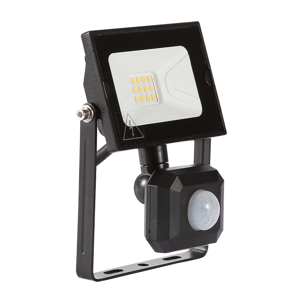 Прожектор 10W BLACK 4000K Sensor IP65  224-03500
