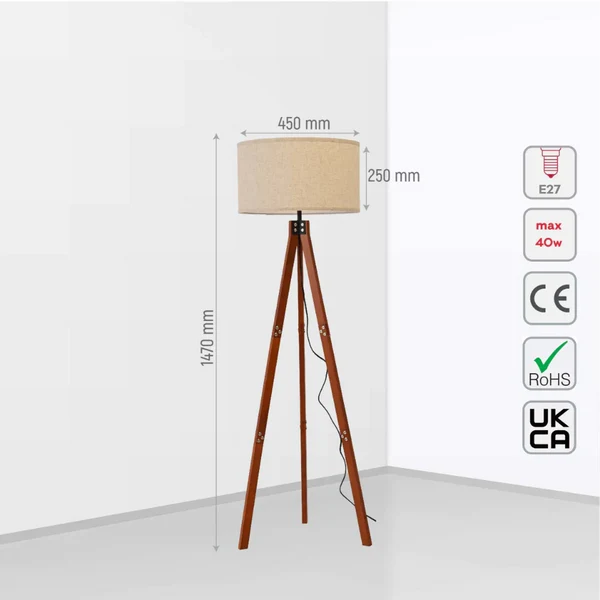 Св-к напольный F-011 1xE27 147sm WOOD (TEKL) 130-03516 — изображение 2